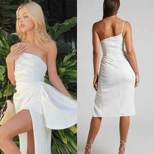 Showpo Marcelita One Shoulder Drape Midi Dress